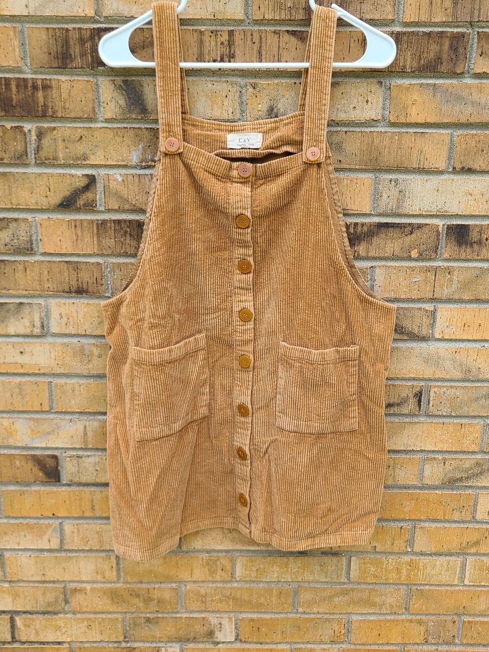 Chelsea & Violet Corduroy Overall Tank Top Brown Button Front Size Large